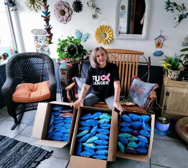 Michelle assembling Chemo Care Kits