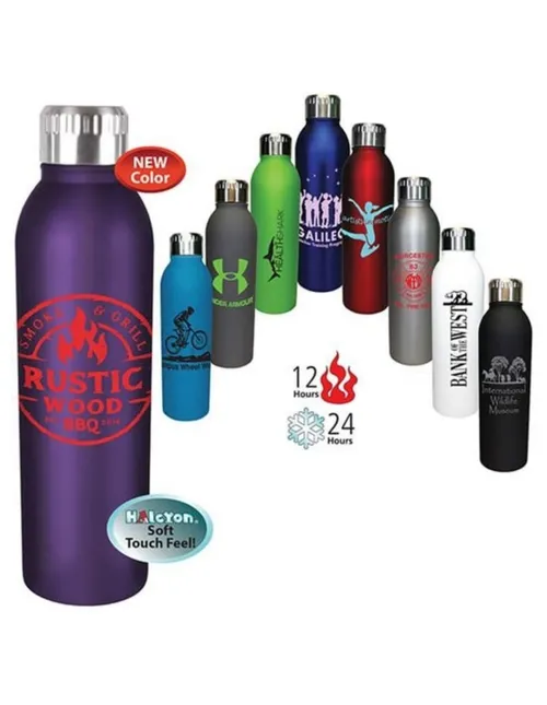Custom branded soft-touch water bottle
