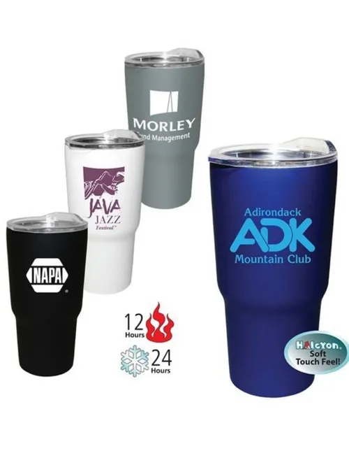 Custom branded soft-touch tumbler