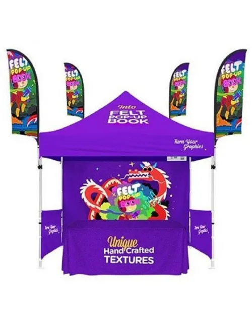 Custom branded event tent and table drape