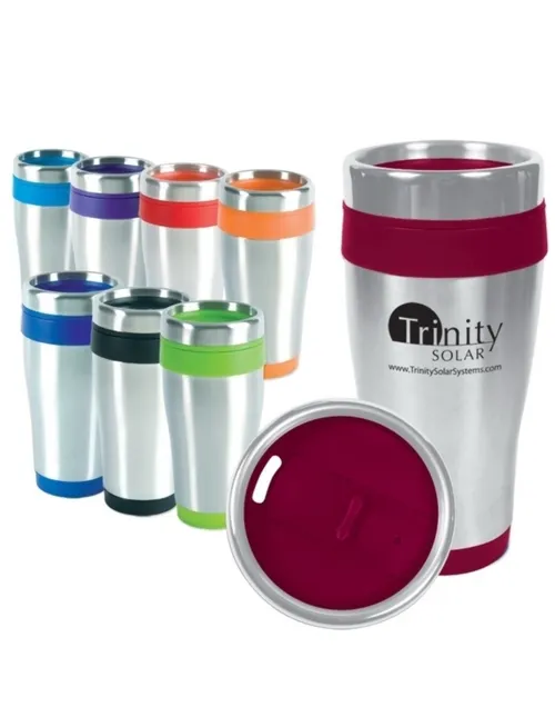Custom branded vacuum-insulated tumbler